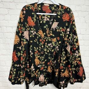 Baba Clothing Los Angeles Wool Embroidered Cardigan button front jacket OS‎